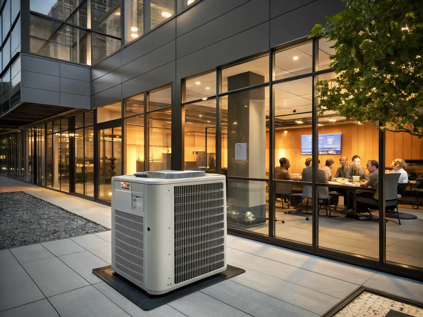 A GLACERA ductless system installed in a modern office space, showcasing its discreet design and zone-specific climate control capabilities, emphasizing its flexibility.