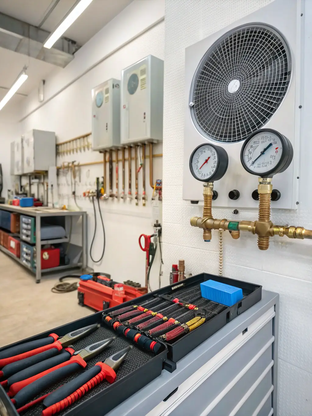 A high-quality image showcasing a pre-insulated copper line set, neatly coiled and ready for installation, with visible insulation and copper tubing. The background should suggest a professional HVAC installation setting.